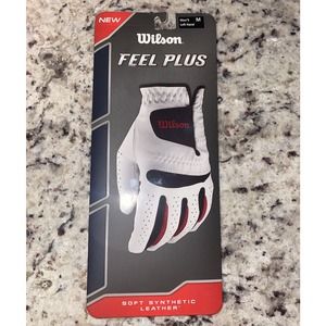 Wilson Feel Plus Golf Glove, Men's Left Hand, size M, Soft Synthetic Leather